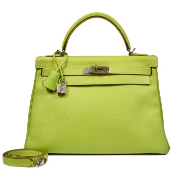 View full screen - View 1 of Lot 90. Limited Edition Kiwi and Lichen Epsom Candy Kelly 32 Retourné Palladium Hardware, 2011.