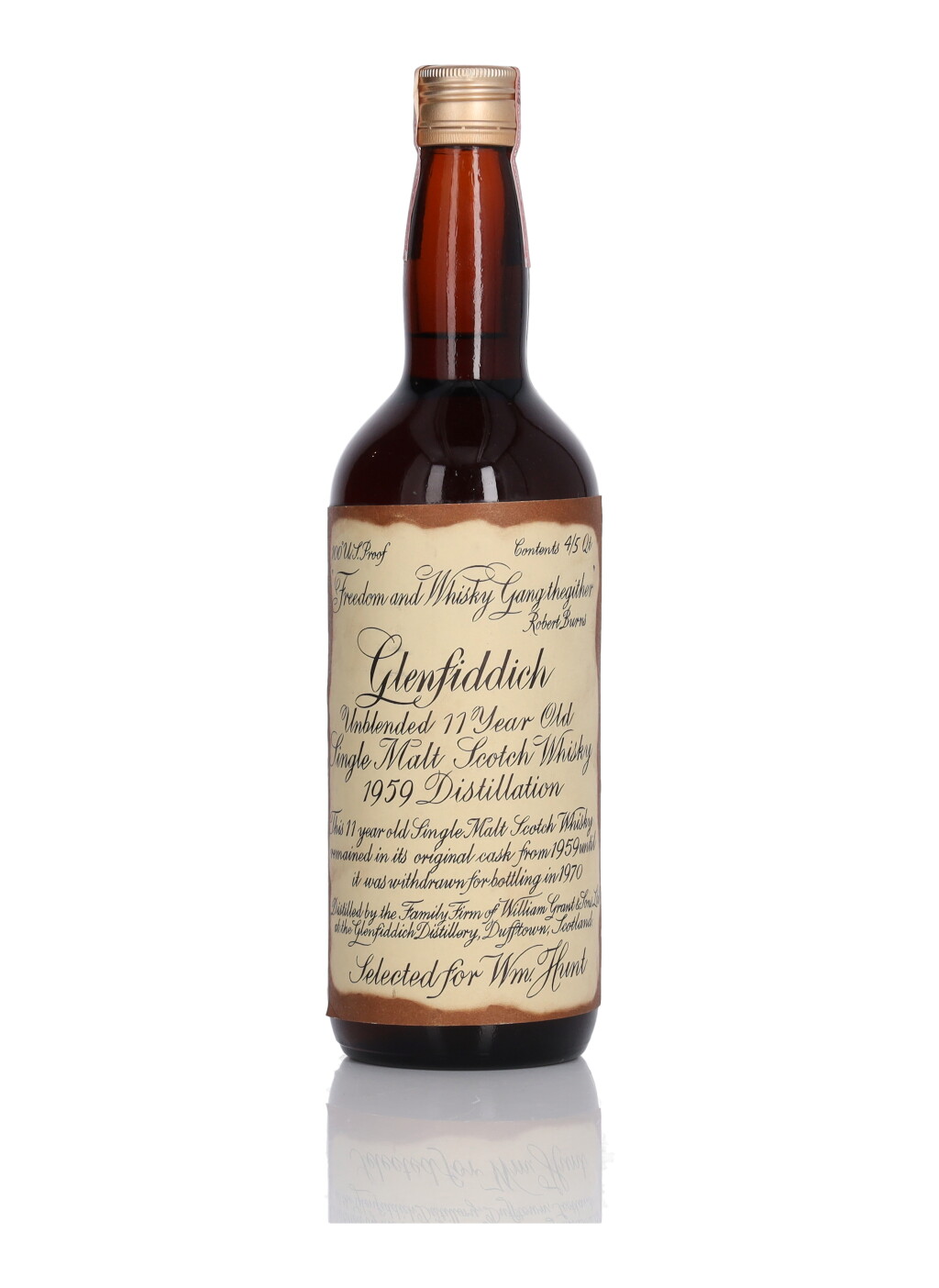 View full screen - View 1 of Lot 126. Glenfiddich 11 Year Old 100 Proof 1959 (1 Bottle 4/5 Quart).