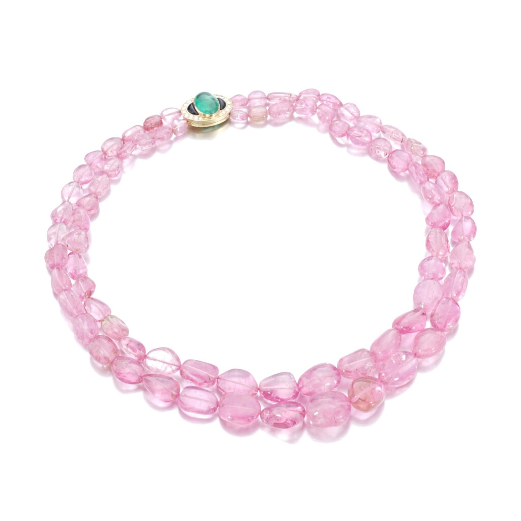 View full screen - View 1 of Lot 481. BULGARI | TOURMALINE, EMERALD, ONYX AND DIAMOND NECKLACE.