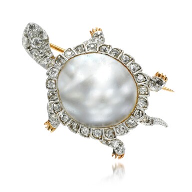 View full screen - View 1 of Lot 144. MARCUS & CO. | BLISTER PEARL AND DIAMOND BROOCH.