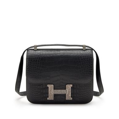 View full screen - View 1 of Lot 70. Limited Edition Black Matte Alligator and Ombre Lizard Marquette Constance 24 Palladium Hardware, 2020.