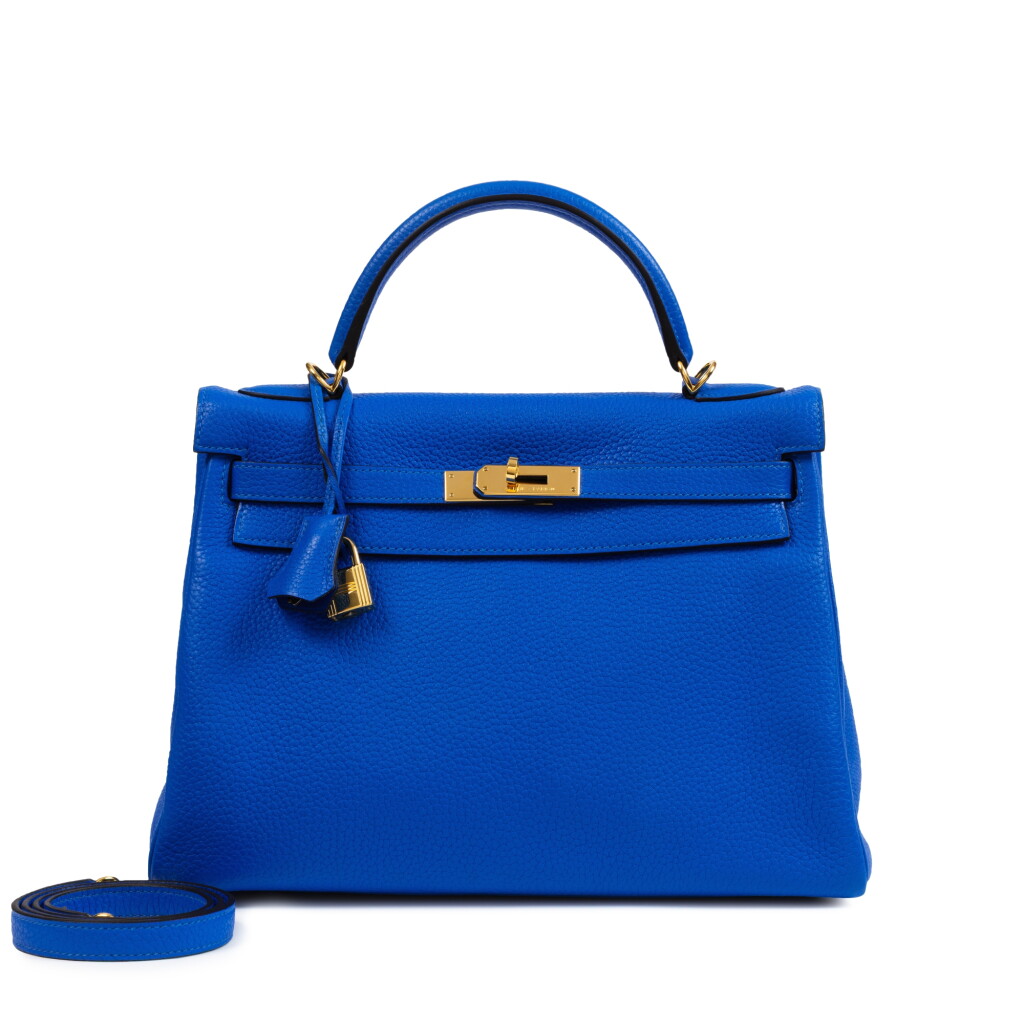 View full screen - View 1 of Lot 655. Bleu Izmir Clémence Kelly 32 Retourné Gold Hardware, 2012.