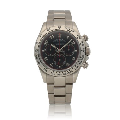 View full screen - View 1 of Lot 67. Daytona, Ref. 116509 White gold chronograph wristwatch with bracelet Circa 2004.