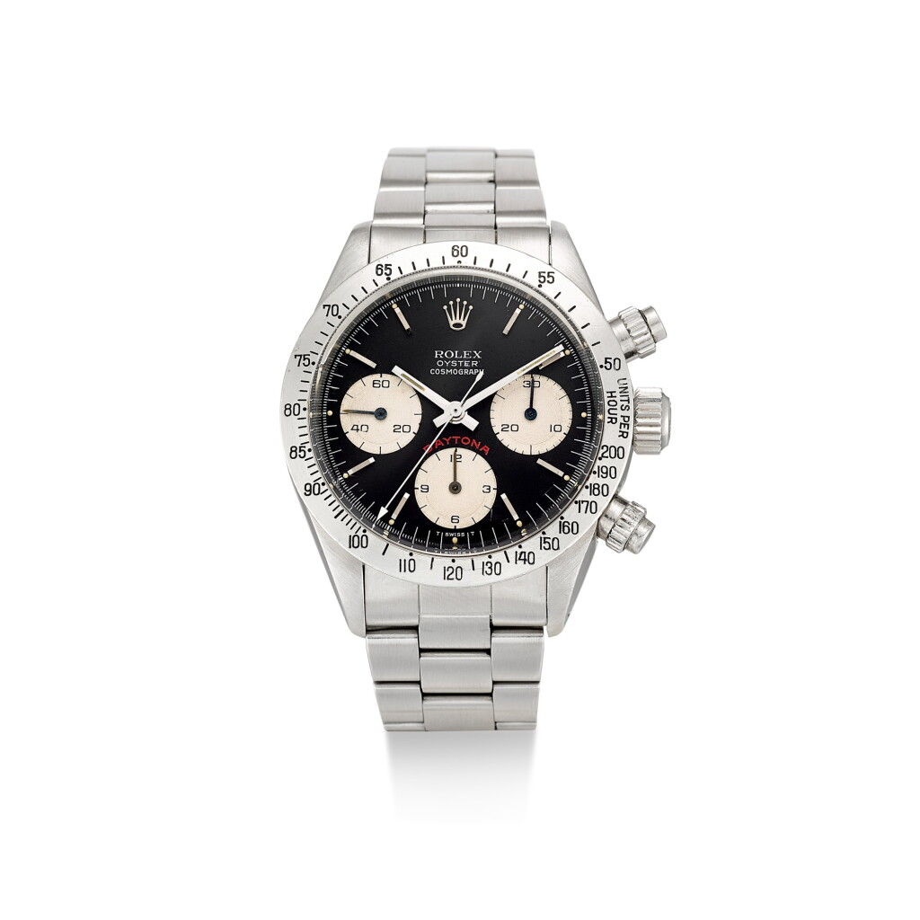 View full screen - View 1 of Lot 505. ROLEX | COSMOGRAPH DAYTONA "BIG RED", REFERENCE 6265, A STAINLESS STEEL CHRONOGRAPH WRISTWATCH WITH BRACELET, CIRCA 1978.