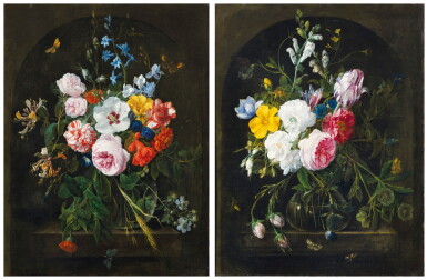 View full screen - View 1 of Lot 133. Still lifes with flowers in a crystal vase .
