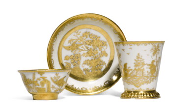 View full screen - View 1 of Lot 179. A Meissen golchinesen beaker and a teabowl and saucer, circa 1720-30.