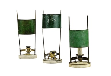 View full screen - View 1 of Lot 210. Three bouillotte candlesticks, 19th century.