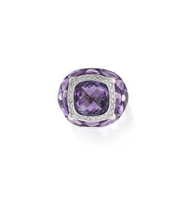 View full screen - View 1 of Lot 162. BAGUE AMÉTHYSTE ET DIAMANTS | AMETHYST AND DIAMOND RING.