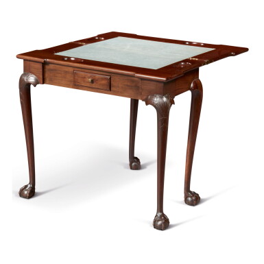 View full screen - View 1 of Lot 1622. VERY FINE AND RARE CHIPPENDALE CARVED MAHOGANY GAMES TABLE, BOSTON, MASSACHUSETTS, CIRCA 1760.