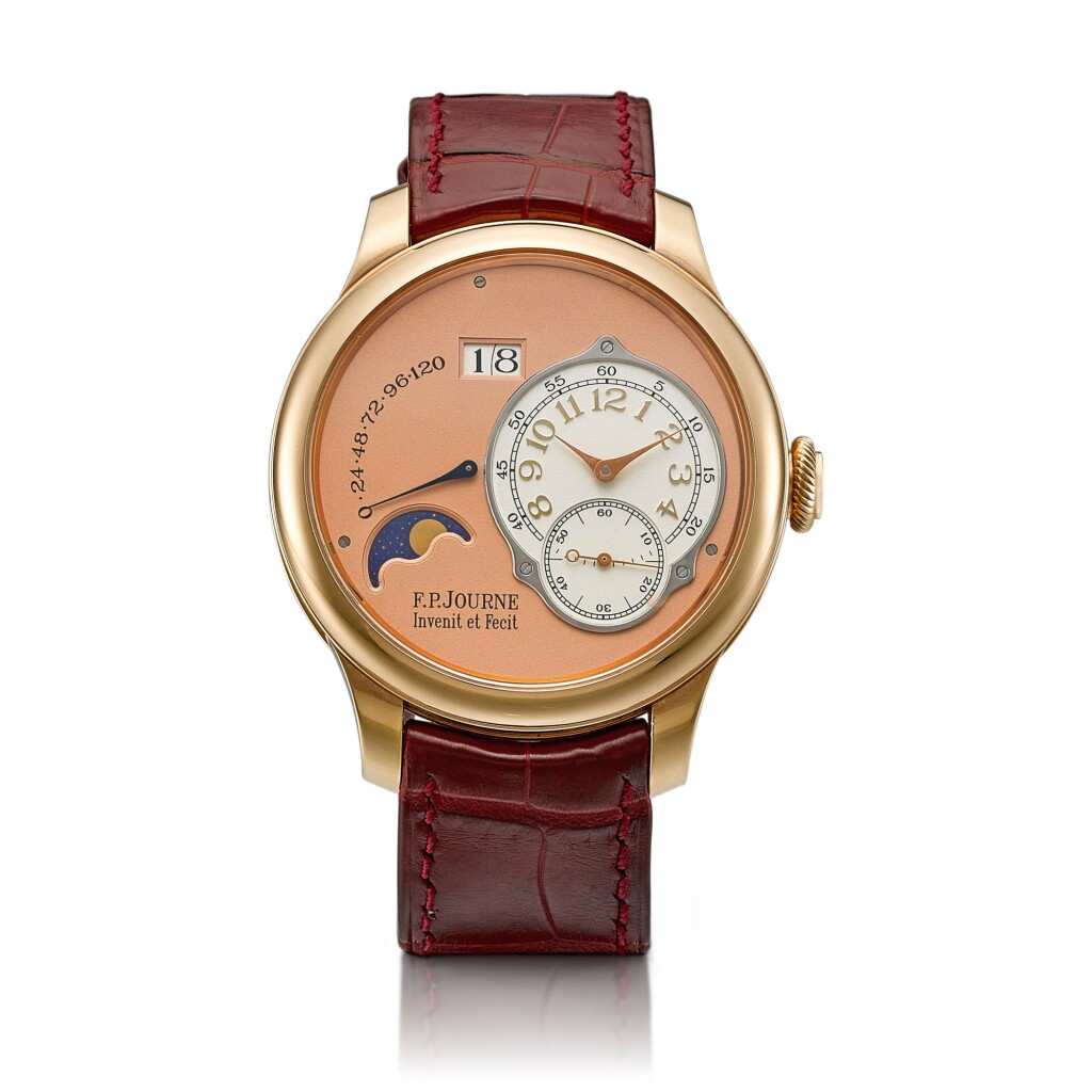 View full screen - View 1 of Lot 2155. Octa Lune | A pink gold wristwatch with date, moon phases and power reserve indication, Circa 2015 | F.P. Journe | Octa Lune | 粉紅金腕錶,備日期、月相及動力儲備顯示,約2015年製.