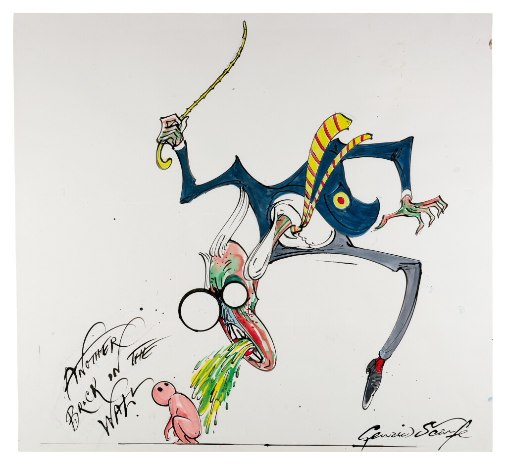 View full screen - View 1 of Lot 151. SCARFE | Pink Floyd's "The Wall" - Teacher and Pink ("Another brick in the wall"), original drawing.