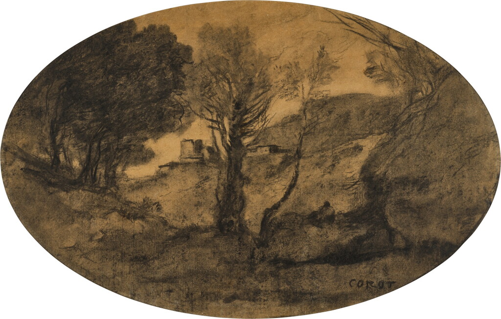 View full screen - View 1 of Lot 74. Souvenir d’Italie: Une figure assise sur un rocher.