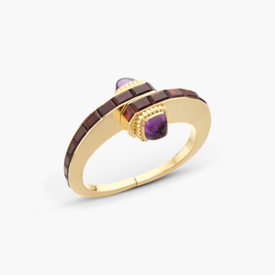 View full screen - View 1 of Lot 779. Citrine and Amethyst 'Handcuff' Bangle.