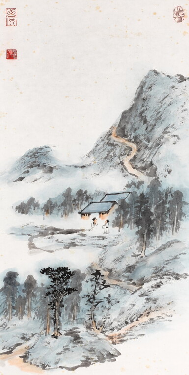 View full screen - View 1 of Lot 9009. 張大千 山居晤談 | Zhang Daqian, Leisurely Conversation in Green Mountains.