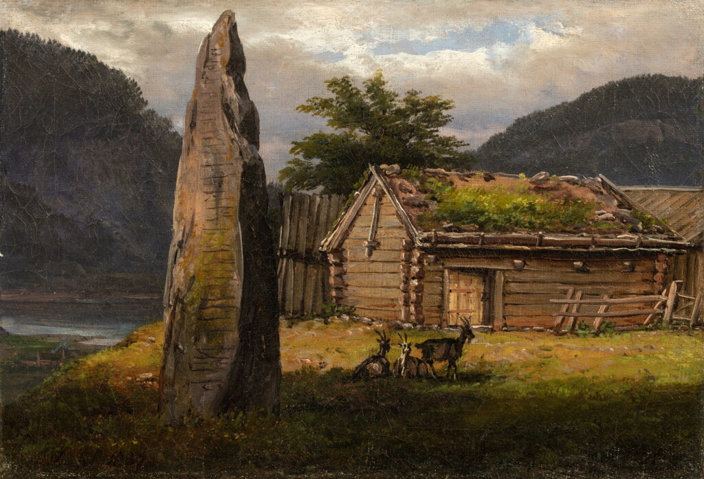 View full screen - View 1 of Lot 141. Fjord Landscape with a Menhir | Menhir dans un paysage de fjord .