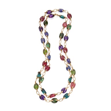 View full screen - View 1 of Lot 36. Two Gold and Gem-Set Necklaces.