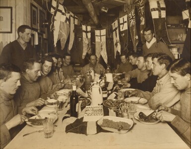 View full screen - View 1 of Lot 187. British Antarctic "Terra Nova" Expedition, 1910-13—Herbert G. Ponting | Captain Scott's Last Birthday Dinner, 1911.