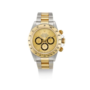 View full screen - View 1 of Lot 8121. ROLEX | COSMOGRAPH DAYTONA, REFERENCE 16523 A STAINLESS STEEL AND YELLOW GOLD CHRONOGRAPH WRISTWATCH WITH BRACELET, CIRCA 1997.