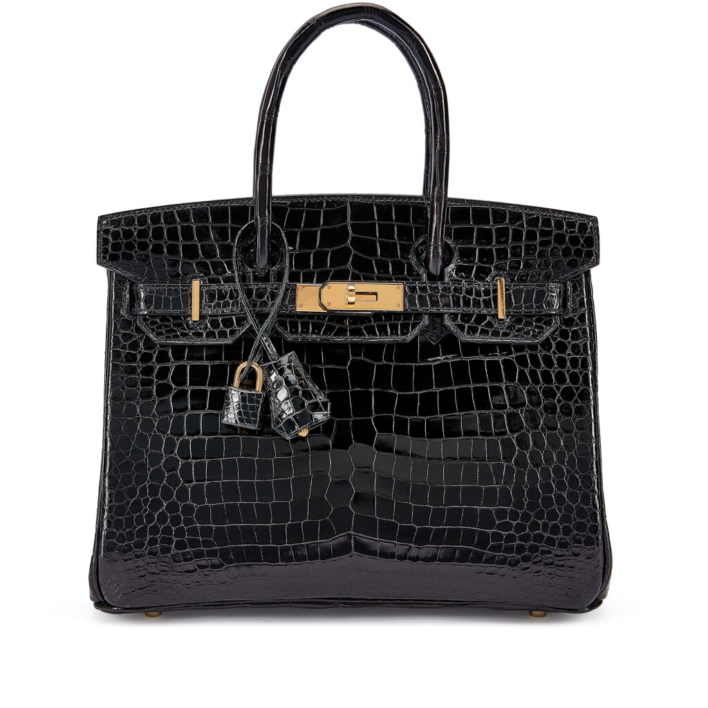 View full screen - View 1 of Lot 1113. Black Shiny Porosus Crocodile Birkin 30 Gold Hardware, 2014.