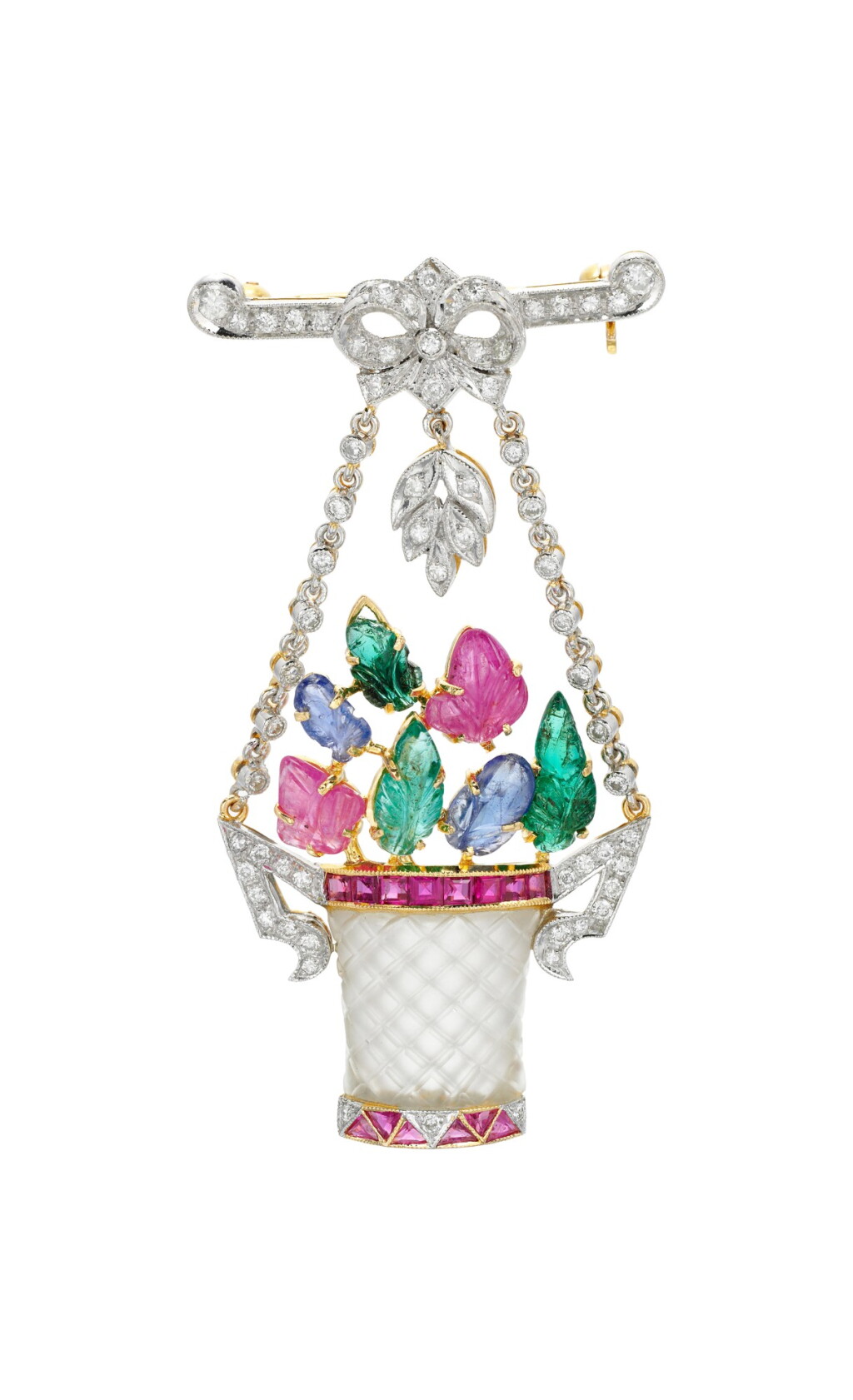 View full screen - View 1 of Lot 101. GEM SET AND DIAMOND BROOCH.