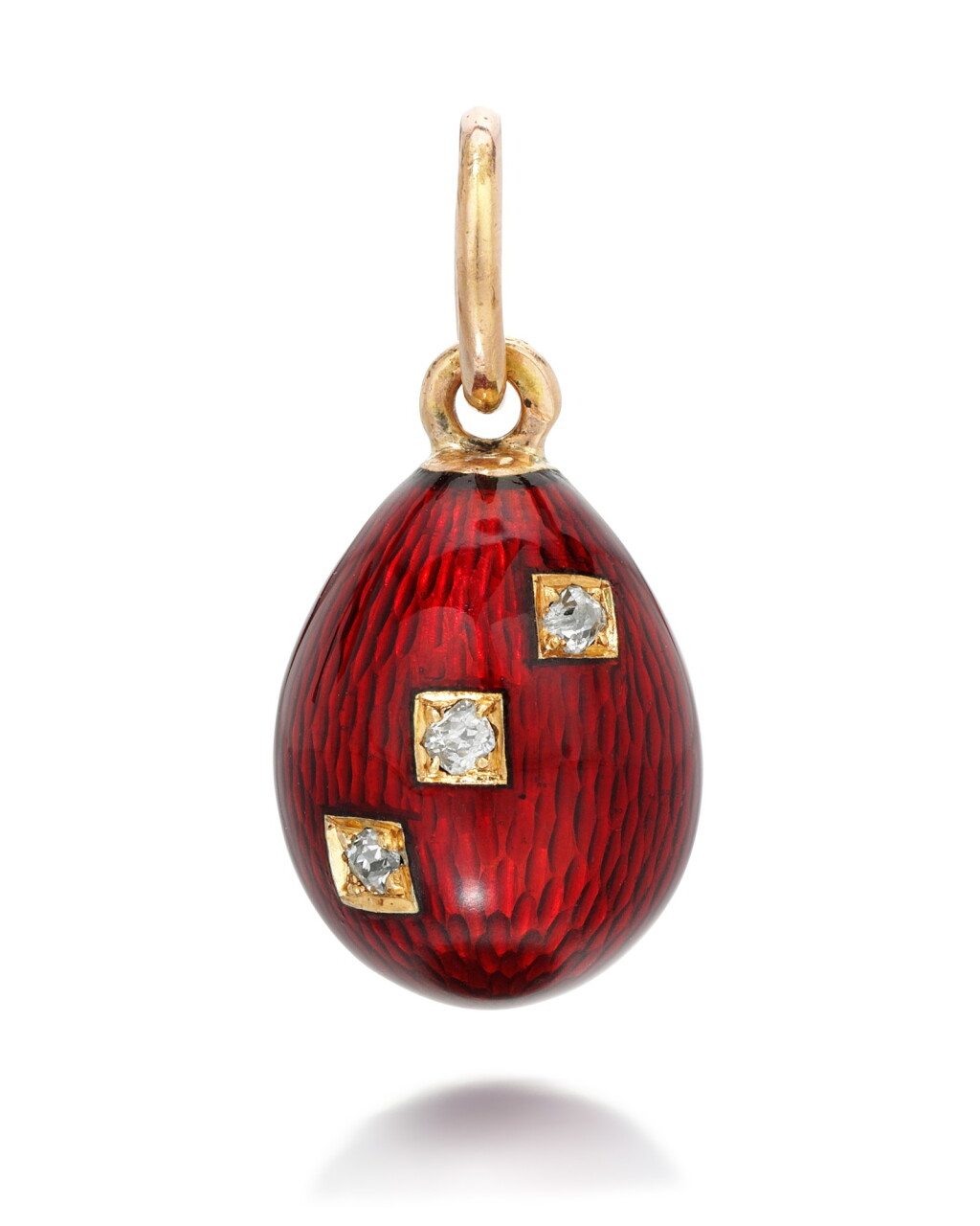 View full screen - View 1 of Lot 39. A JEWELLED GOLD AND GUILLOCHÉ ENAMEL EGG PENDANT, ST PETERSBURG, CIRCA 1890.