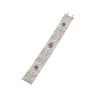 View full screen - View 1 of Lot 795. Ruby and diamond bracelet, circa 1920.