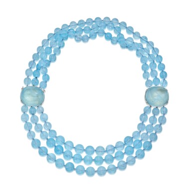 View full screen - View 1 of Lot 251. Aquamarine Necklace.