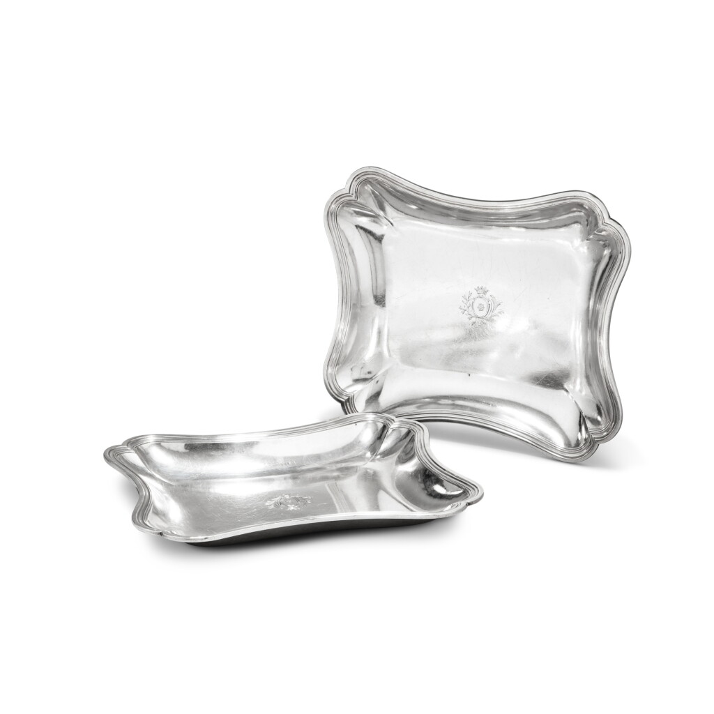View full screen - View 1 of Lot 36. A pair of silver rectangular deep dishes, Joseph II Dargent, Dijon, 1759-1760 | Paire de jattes rectangulaires en argent par Joseph II Dargent, Dijon, 1759-1760 .
