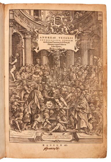View full screen - View 1 of Lot 115. Andreas Vesalius | De humani corporis fabrica libri septem, Basel, 1543, the Royal Institution copy.