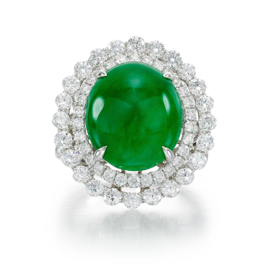 View full screen - View 1 of Lot 229. LUKFOOK | JADEITE AND DIAMOND RING.