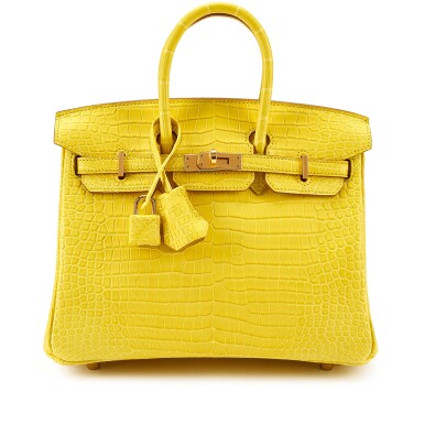 View full screen - View 1 of Lot 7833. Mimosa Matte Porosus Crocodile Birkin 25 Gold Hardware, 2020.
