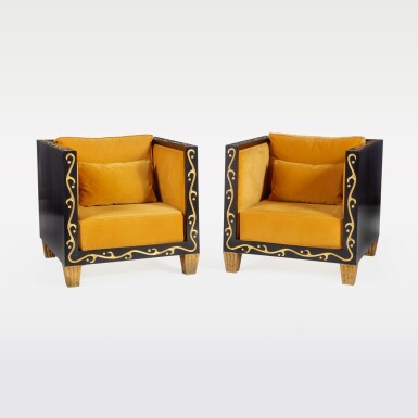 View full screen - View 1 of Lot 130. Unique Pair of Club Chairs.