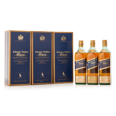 View full screen - View 1 of Lot 9724. Johnnie Walker Oldest Blue Label 43.0 abv NV (3 BT75).