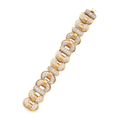View full screen - View 1 of Lot 238. Gold and Diamond Bracelet.