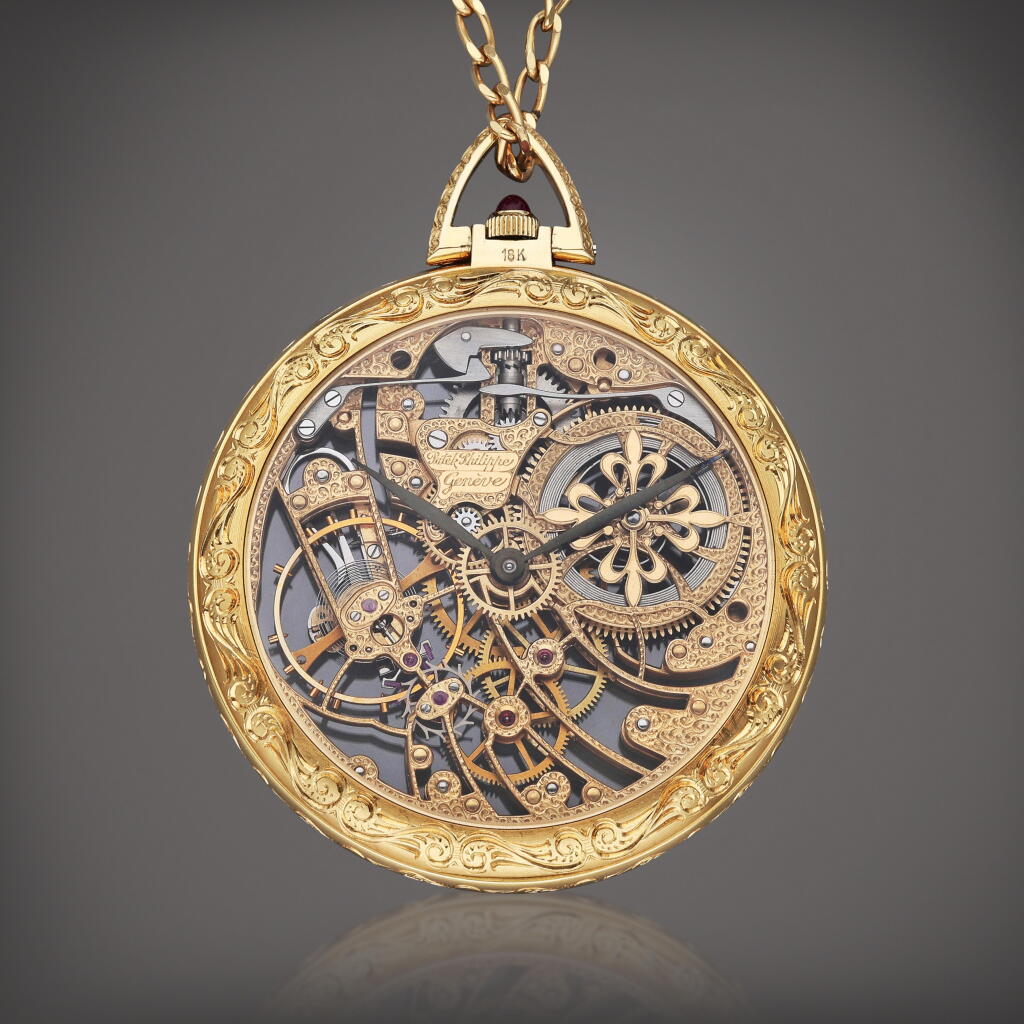 View full screen - View 1 of Lot 50. Reference 894 | A yellow gold open faced skeletonized watch, Circa 1995.