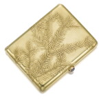 A rare Fabergé jewelled gold cigarette case, Moscow, 1899-1908