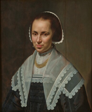 View full screen - View 1 of Lot 73. Portrait of a lady with a lace collar | Porträt einer Dame mit Spitzenkragen.