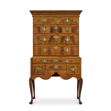 View full screen - View 1 of Lot 32. A Queen Anne High Chest of Drawers, Boston, Massachusetts, Circa 1750.