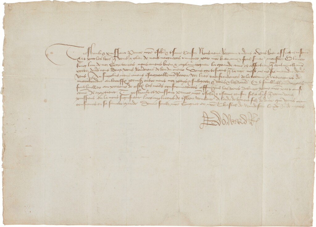 View full screen - View 1 of Lot 3. King Edward IV | Letter signed, to the Duke of Brittany, confirming a commercial treaty, 15 March 1476.
