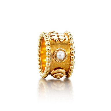 View full screen - View 1 of Lot 619. 'Camélia' Cultured Pearl Ring | 香奈兒 | 'Camélia' 養殖珍珠 戒指.