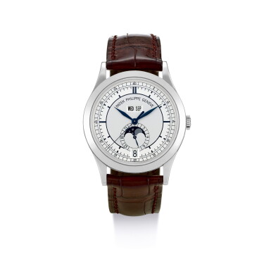 View full screen - View 1 of Lot 511. PATEK PHILIPPE | REFERENCE 5396, A WHITE GOLD ANNUAL CALENDAR WRISTWATCH WITH MOON PHASES AND 24 HOURS INDICATION, MADE IN 2008.