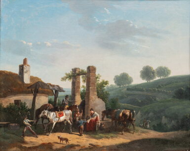 View full screen - View 1 of Lot 717. Horses by a fountain.