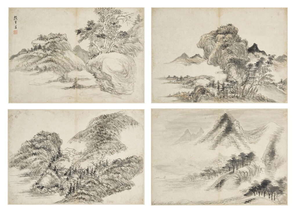 View full screen - View 1 of Lot 953. 奚岡 山水冊 | Xi Gang, Landscapes.