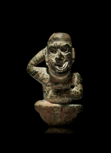 View full screen - View 1 of Lot 63. Olmec Serpentine Figure of a Ballplayer.