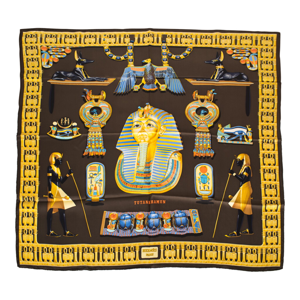 View full screen - View 1 of Lot 164. Hèrmes "Tutankhamun" Scarf 90cm of Silk Twill.