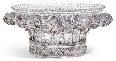 View full screen - View 1 of Lot 138. A GEORGE IV SILVER BASKET, WILLIAM ELLIOT, LONDON, 1822, PROBABLY RETAILED BY THOMAS HAMLET.