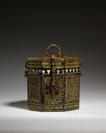 A Nasrid wood and bone-inlaid pyxis, Spain, 14th/15th century