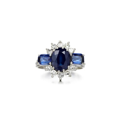 View full screen - View 1 of Lot 74. Graff | Sapphire and diamond ring.