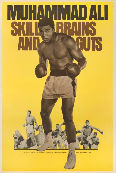 View full screen - View 1 of Lot 163. a.k.a. Cassius Clay/ Muhammad Ali: Skill, Brains and Guts (1970), re-release poster (1975), US.
