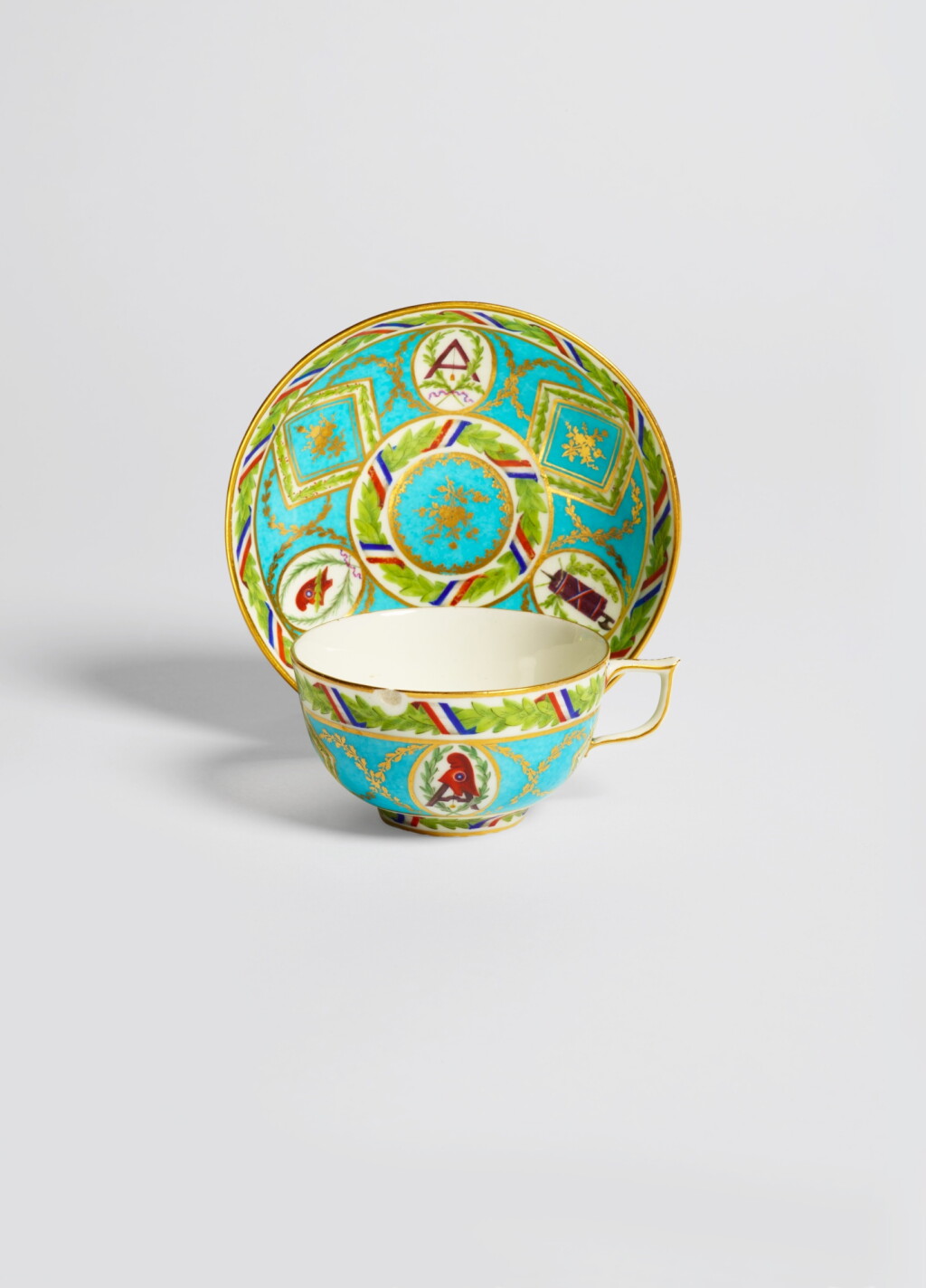 View full screen - View 1 of Lot 688. A Sèvres Porcelain Revolutionary Cup and Saucer, circa 1793-94.